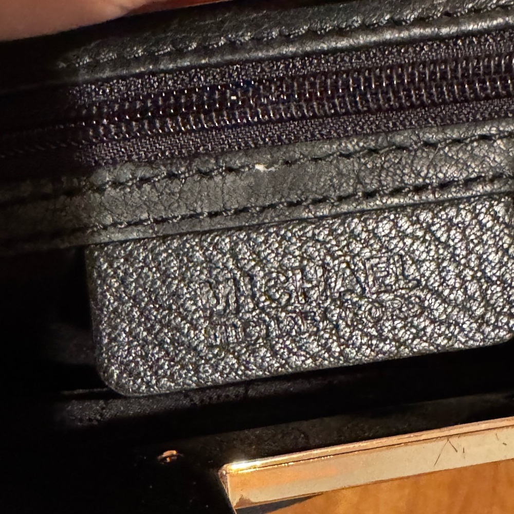 Michael Kors Black Leather Clutch w/ Shoulder Strap & Gold Details - Picture 7 of 7